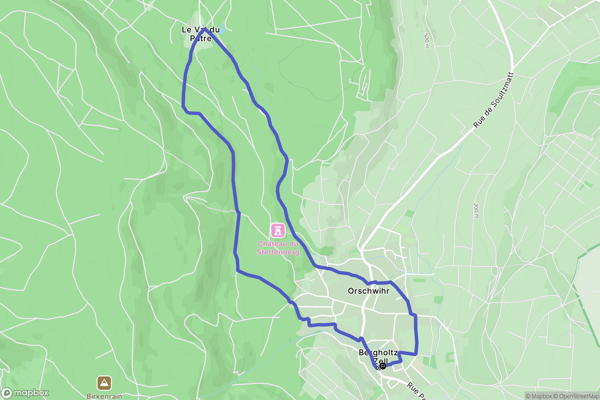 Bergholtz−Zell : carte du parcours de randonnée - France