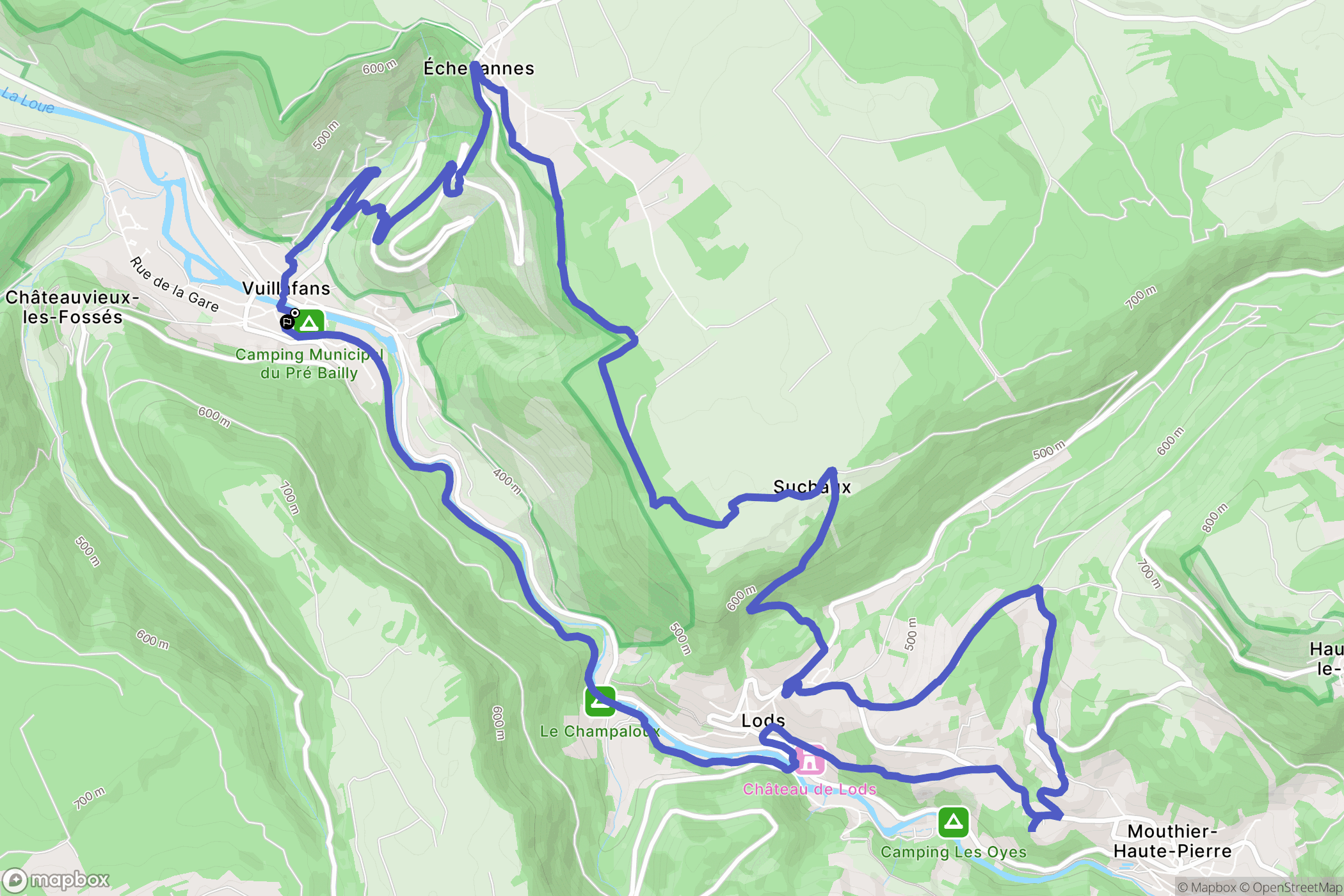 Vuillafans : carte du parcours de randonnée - France