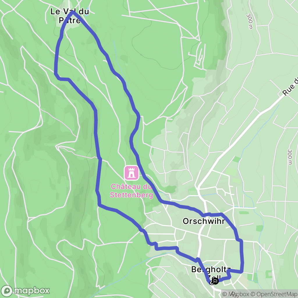 Bergholtz−Zell : carte du parcours de randonnée - France