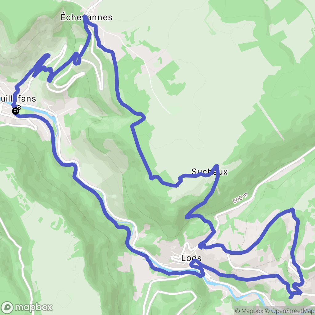 Vuillafans : carte du parcours de randonnée - France