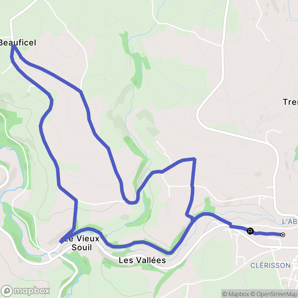 Sourdeval : carte du parcours de randonnée - France