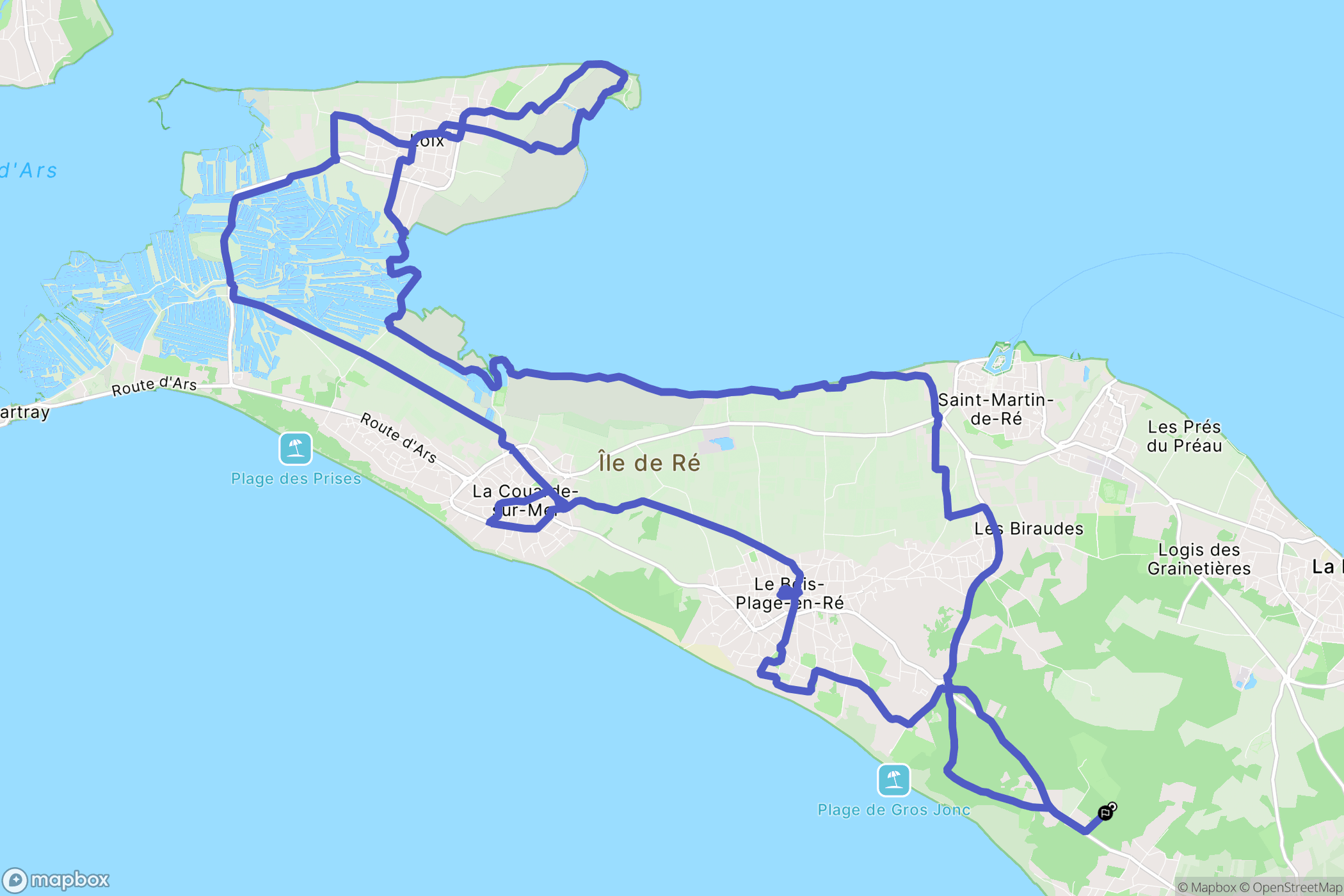 Le Bois-Plage-en-Ré : carte du parcours de randonnée - France