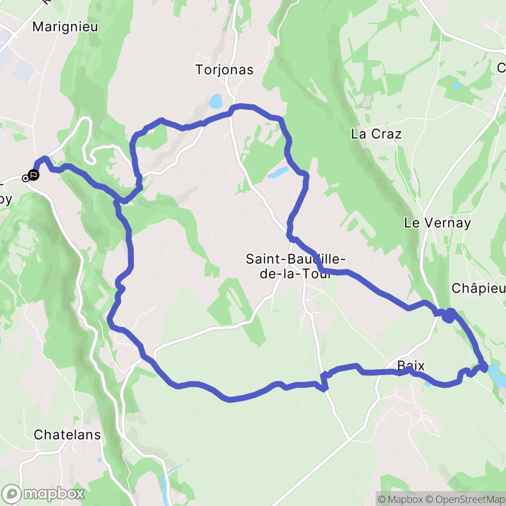 Hières-sur-Amby : carte du parcours de randonnée - France