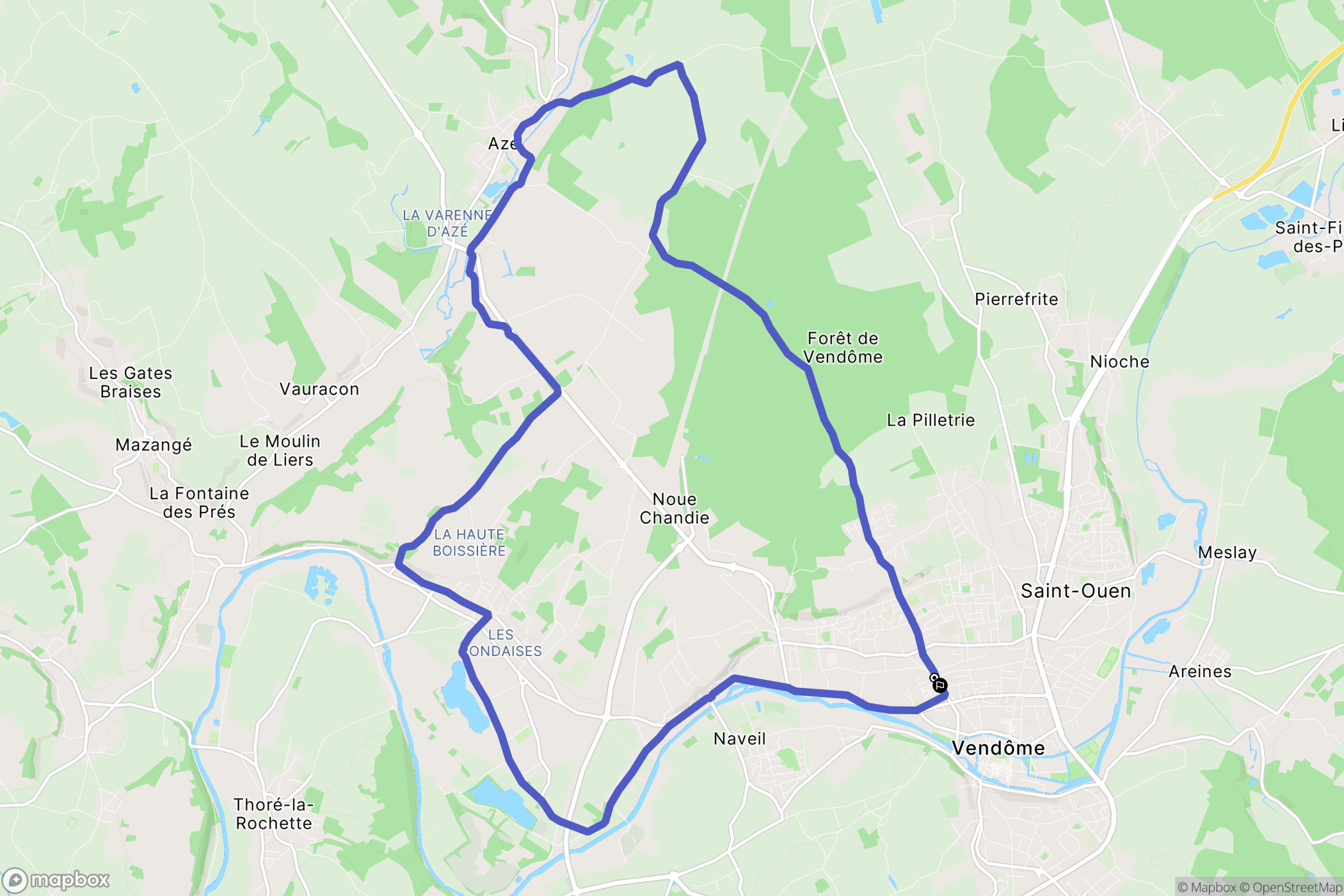 Vendôme : carte du parcours de randonnée - France