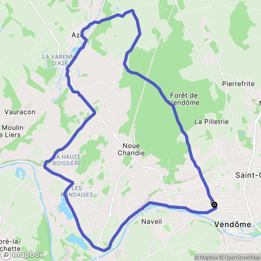 Vendôme : carte du parcours de randonnée - France