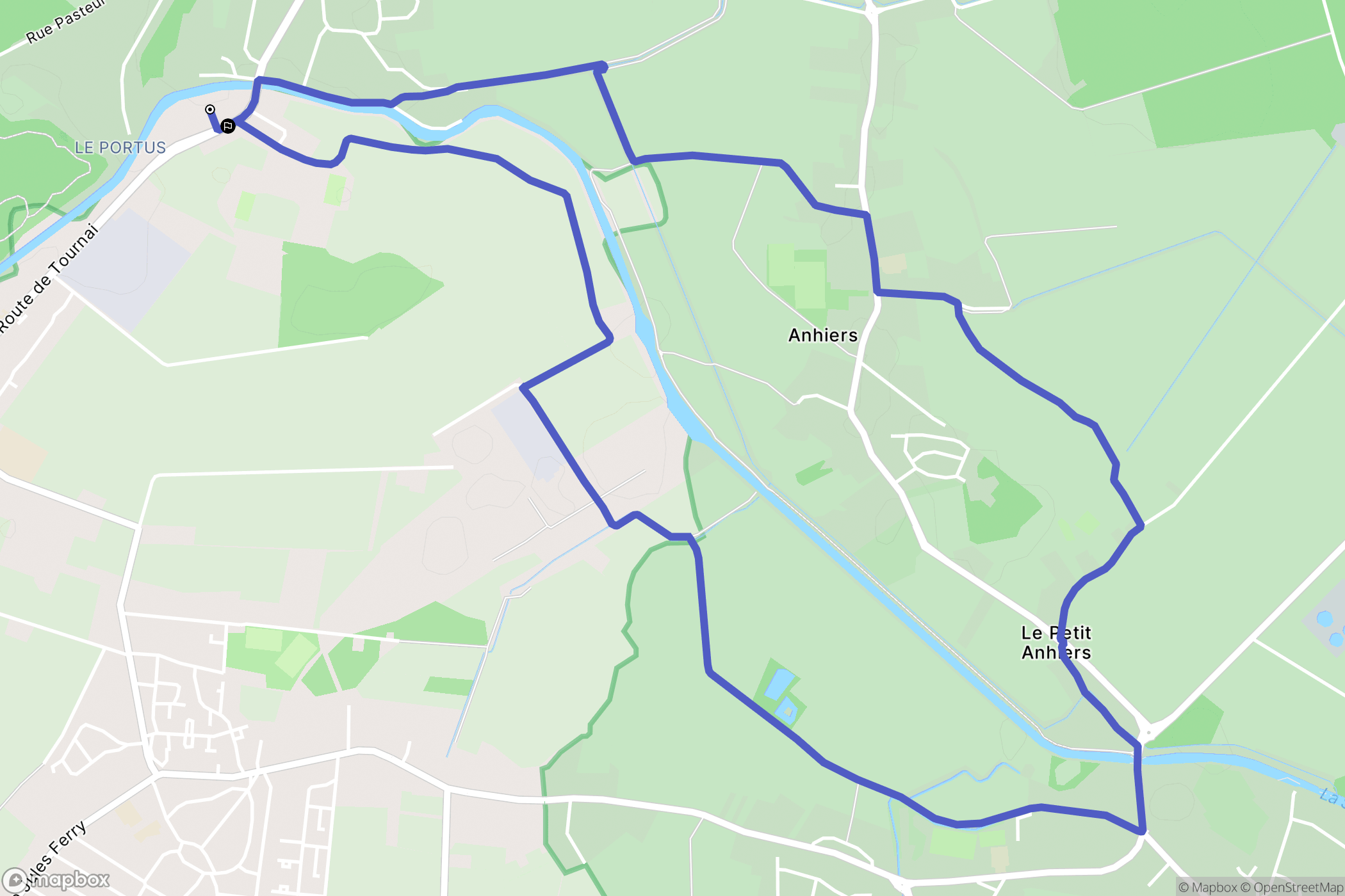 Douai : carte du parcours de randonnée - France