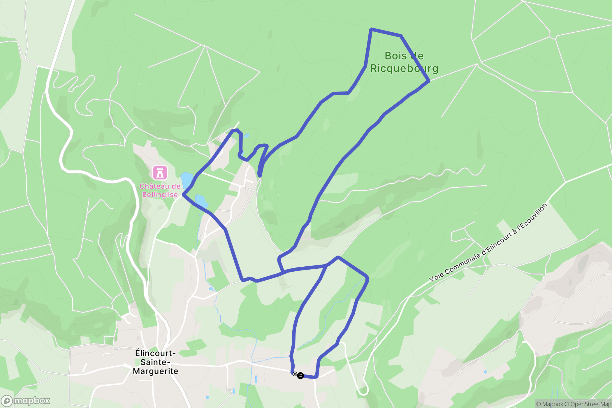 Élincourt-Sainte-Marguerite : carte du parcours de randonnée - France