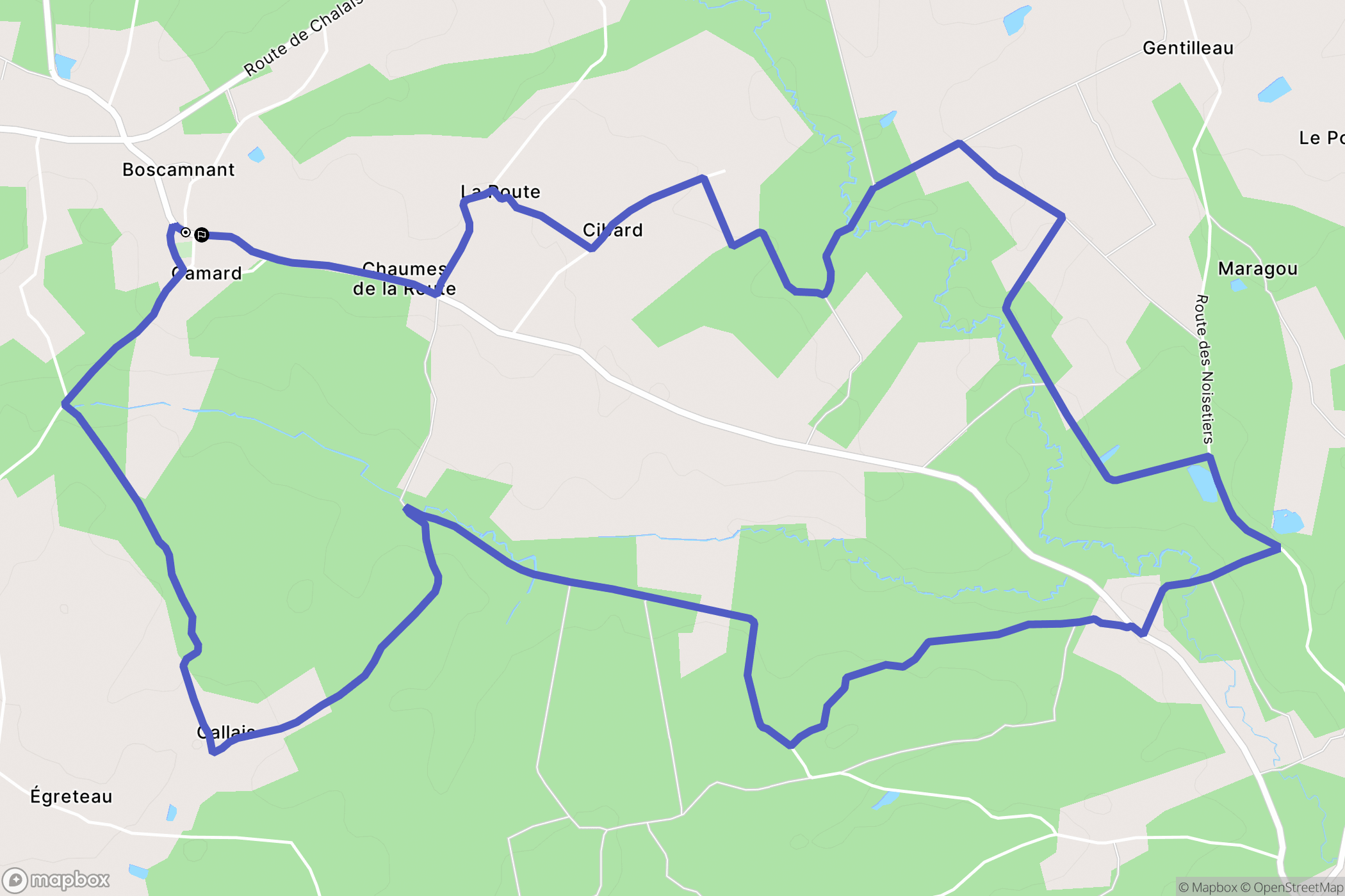 Boscamnant : carte du parcours de randonnée - France