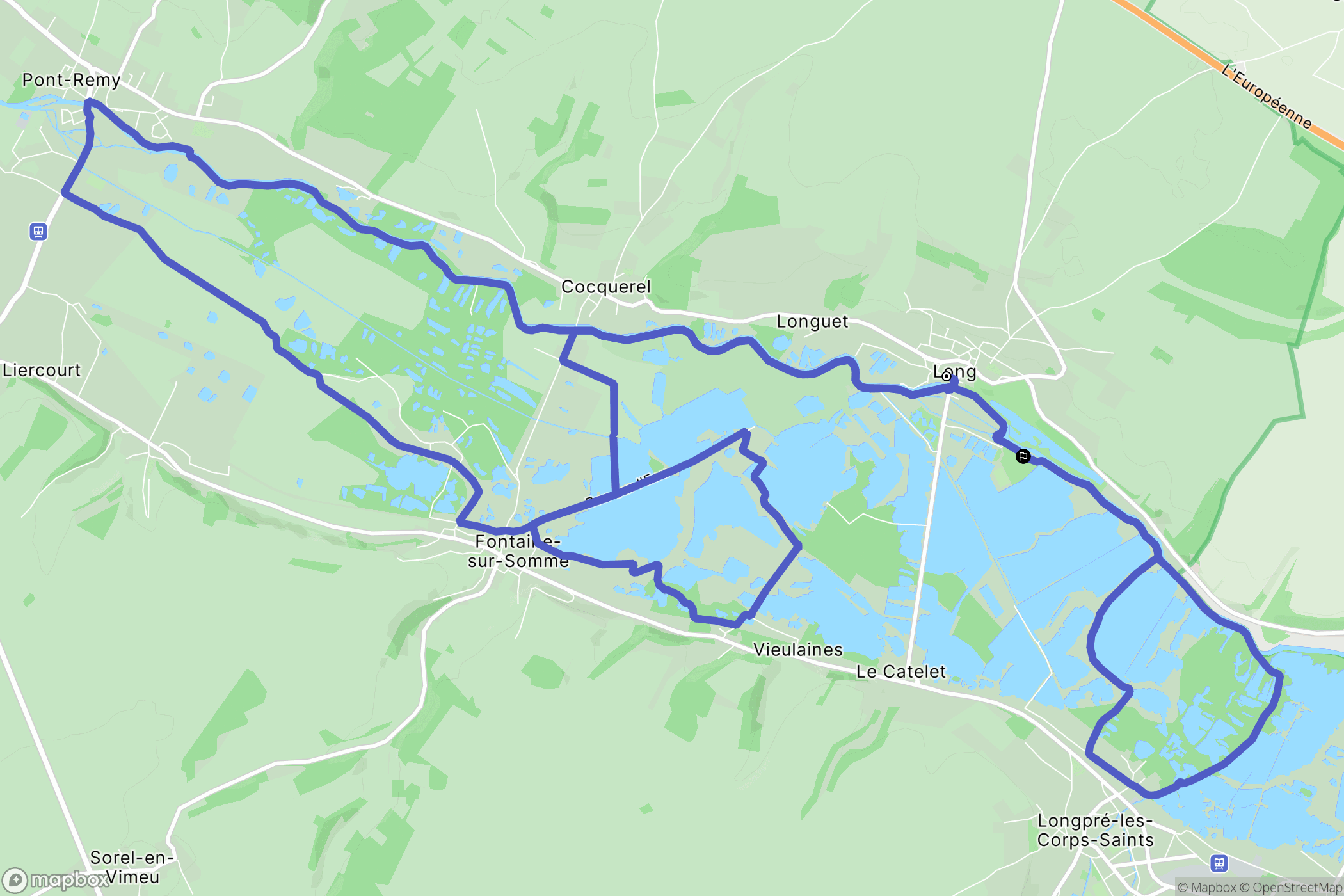 Long : carte du parcours de randonnée - France