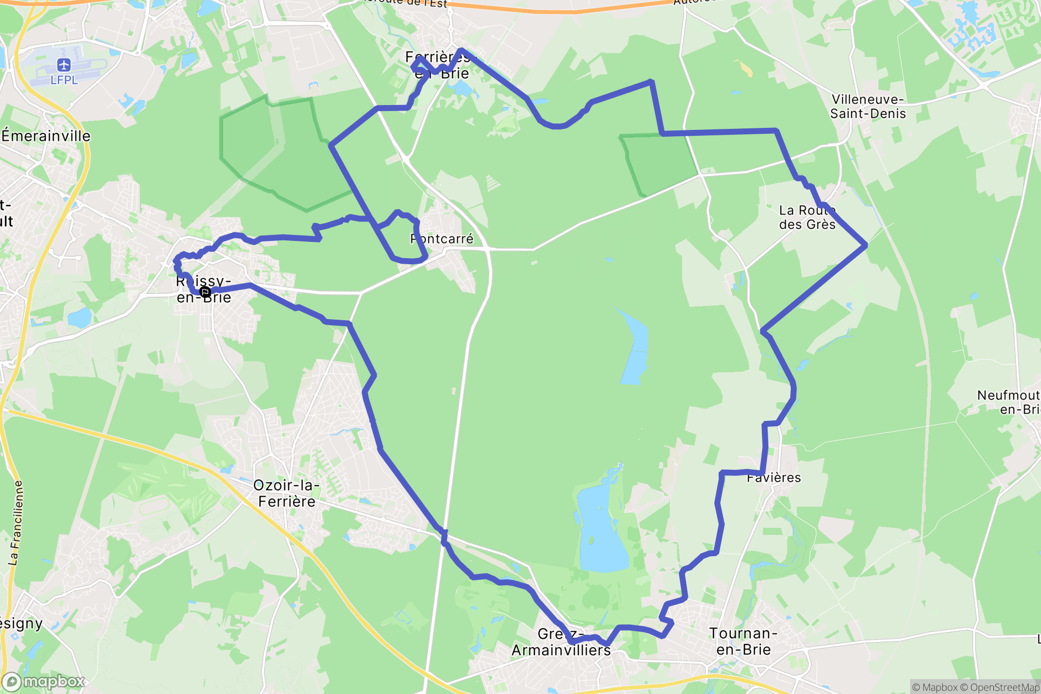 Roissy-en-Brie : carte du parcours de randonnée - France