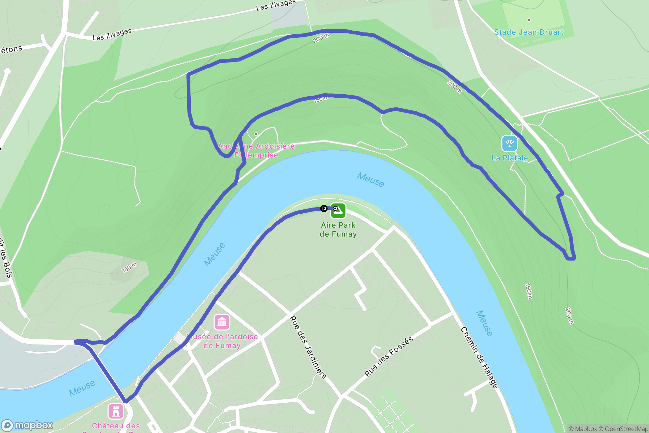 Fumay : carte du parcours de randonnée - France