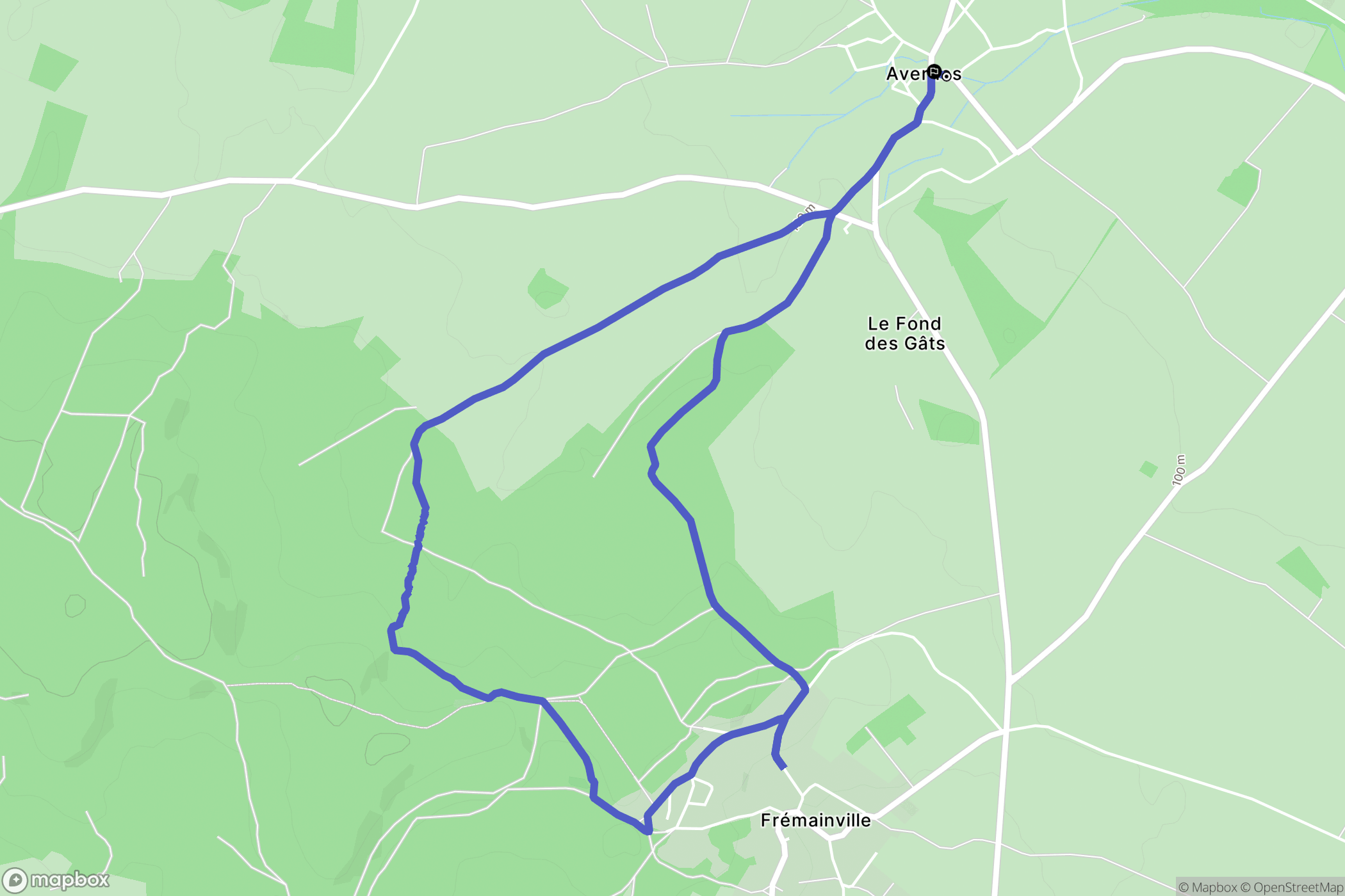 Avernes : carte du parcours de randonnée - France