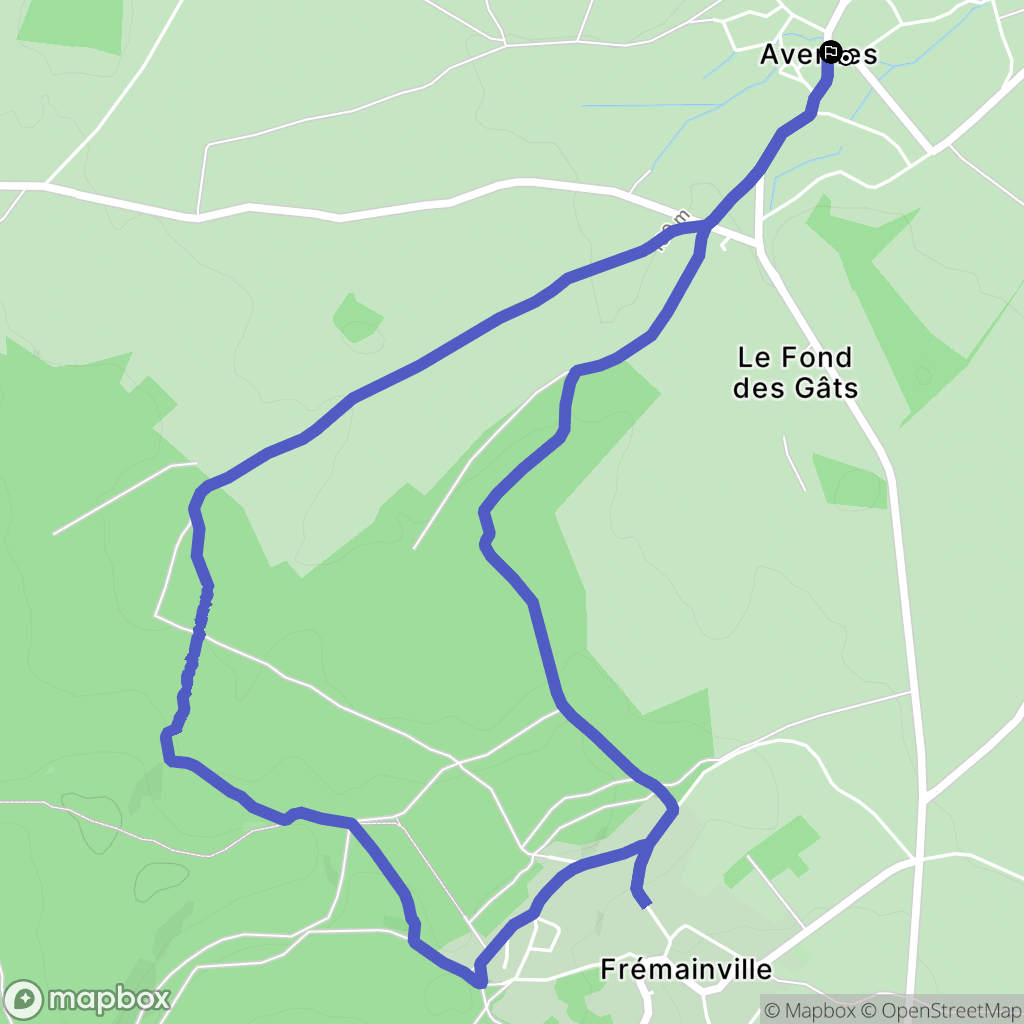 Avernes : carte du parcours de randonnée - France