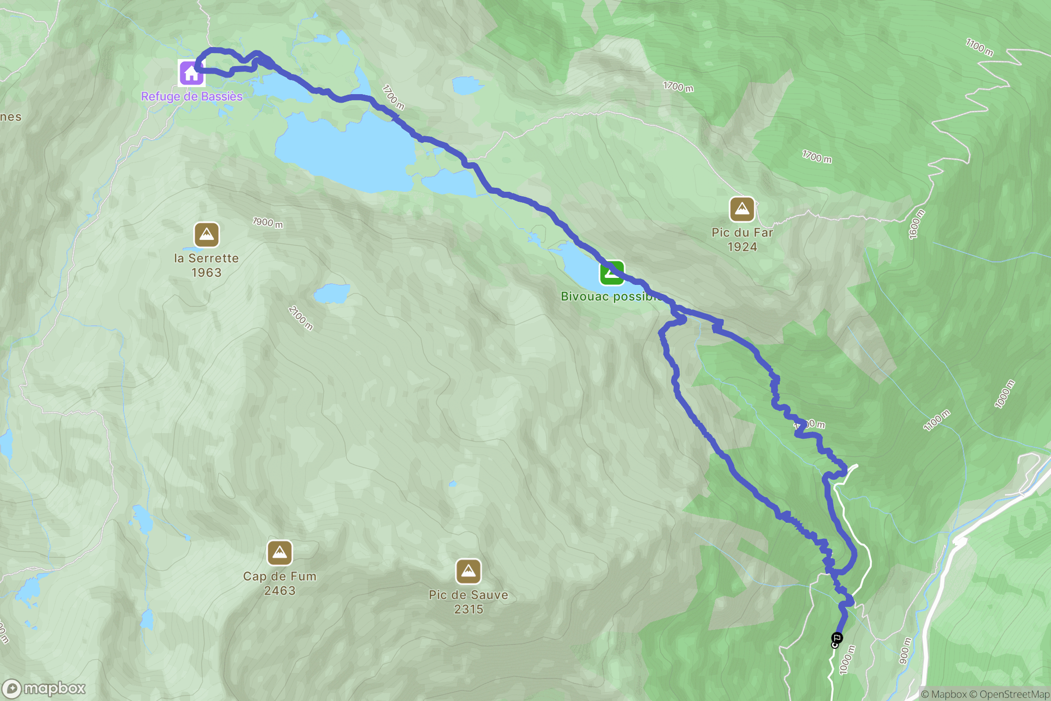 Auzat : carte du parcours de randonnée - France