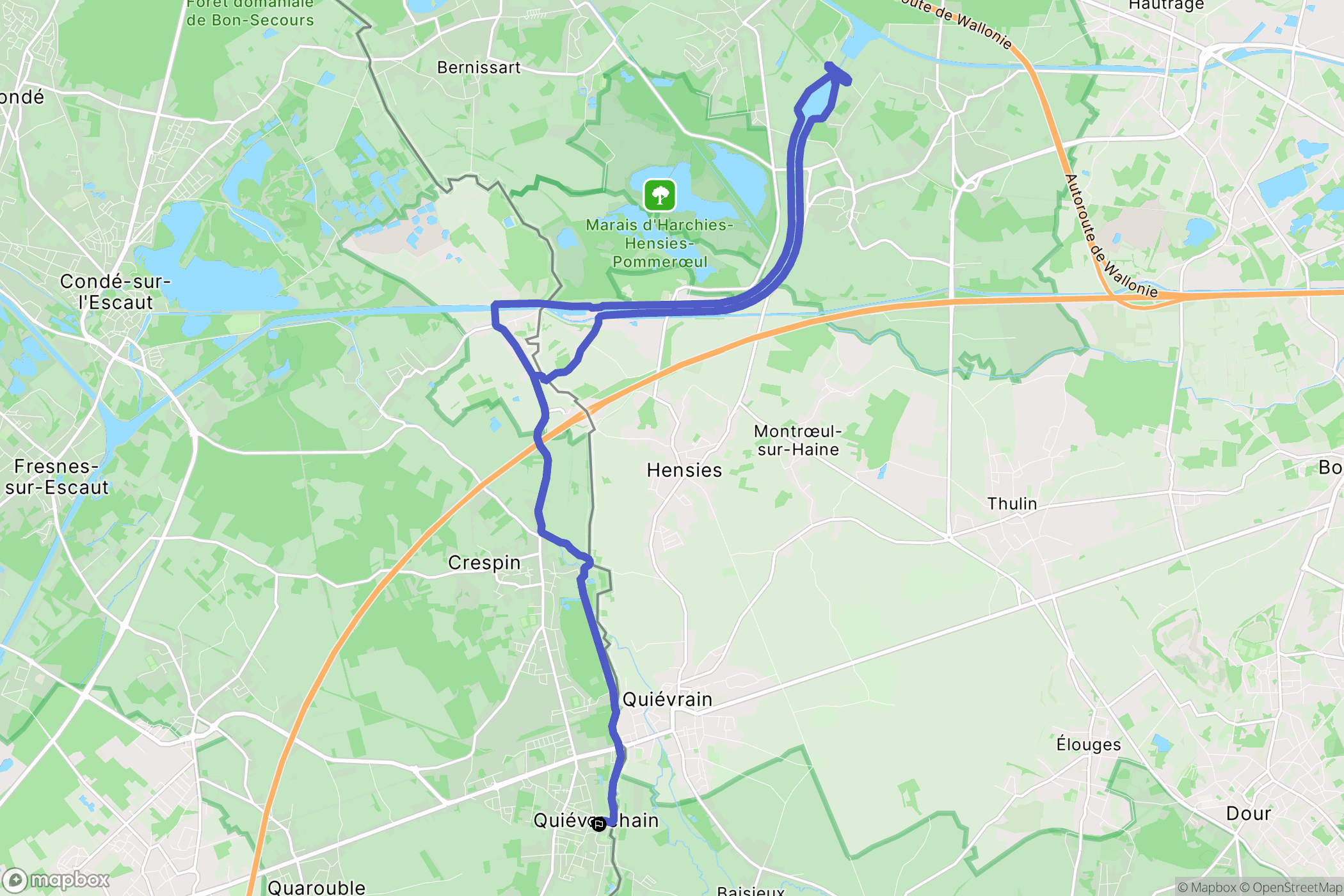 Quiévrechain : carte du parcours de randonnée - France