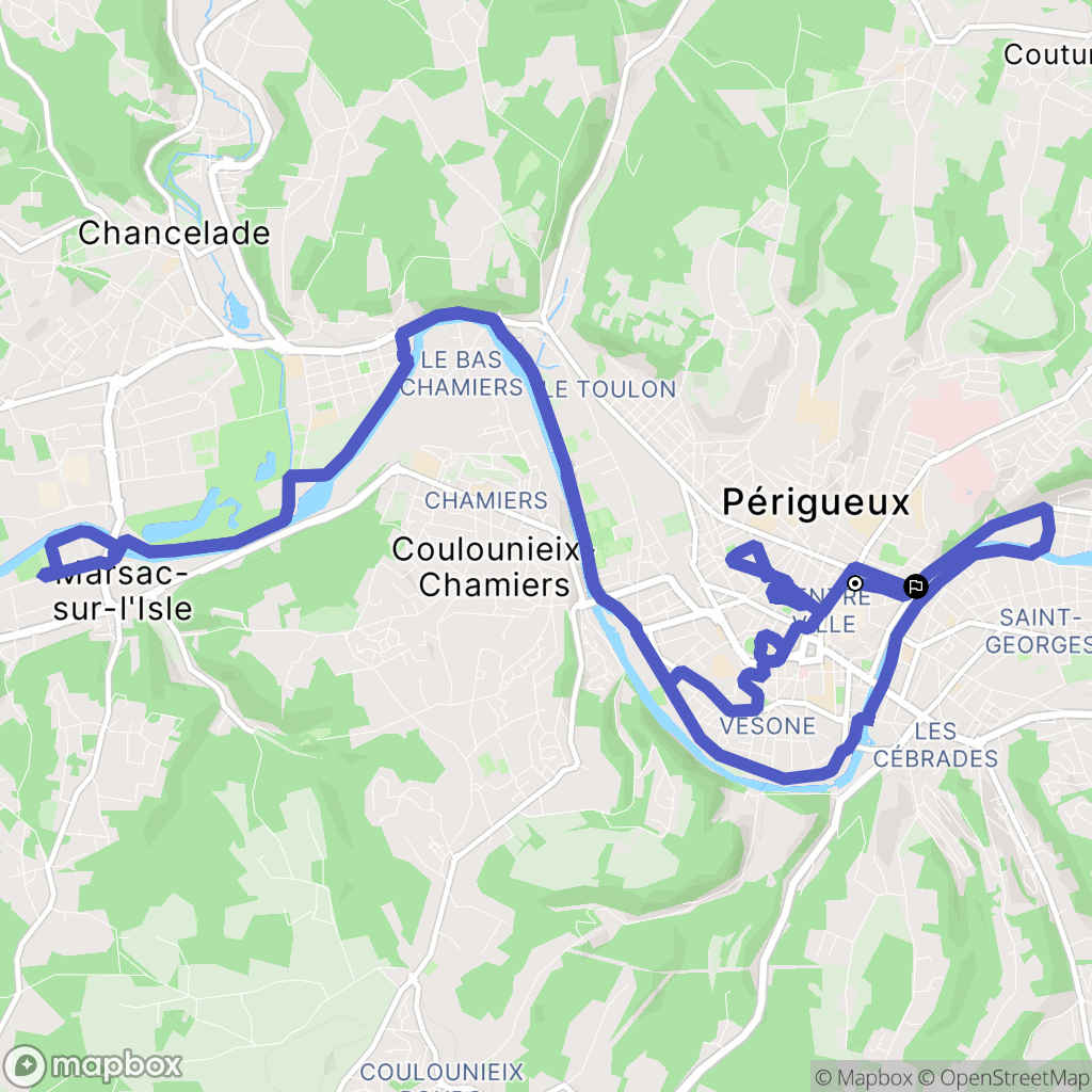 Périgueux : carte du parcours de randonnée - France