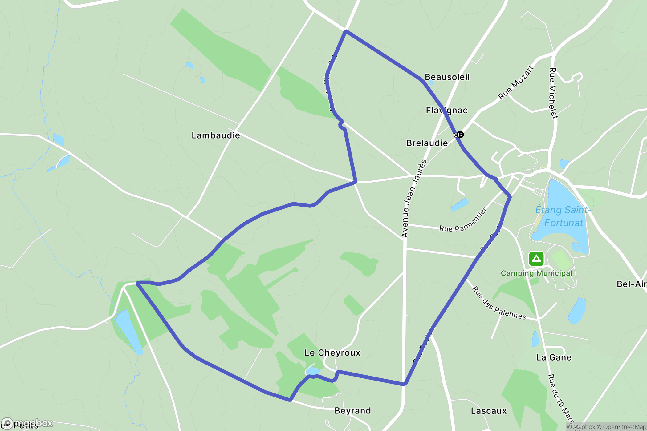 Flavignac : carte du parcours de randonnée - France