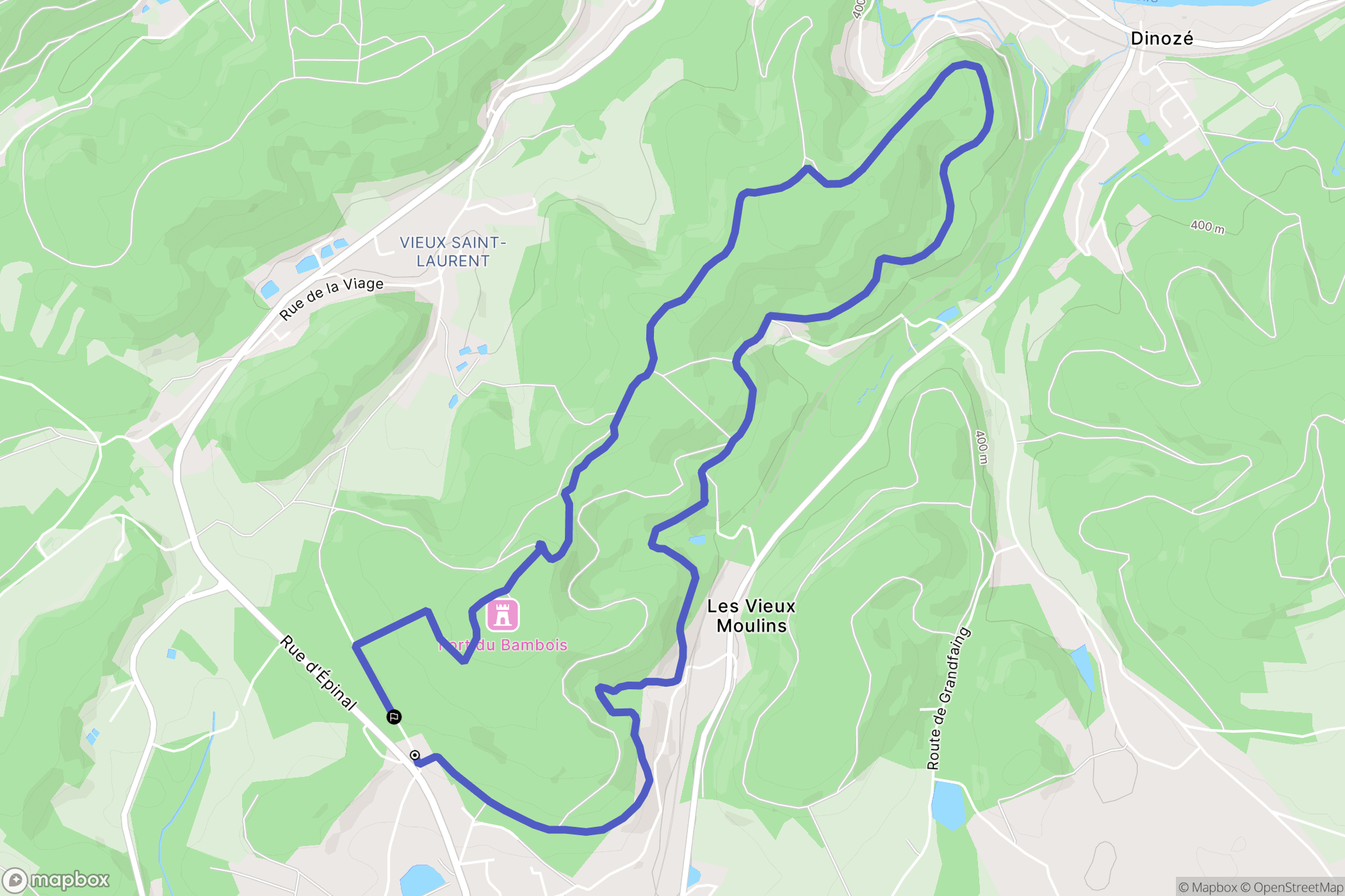 Dounoux : carte du parcours de randonnée - France