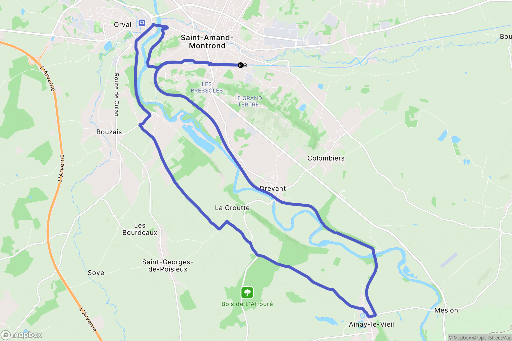 Saint-Amand-Montrond : carte du parcours de randonnée - France