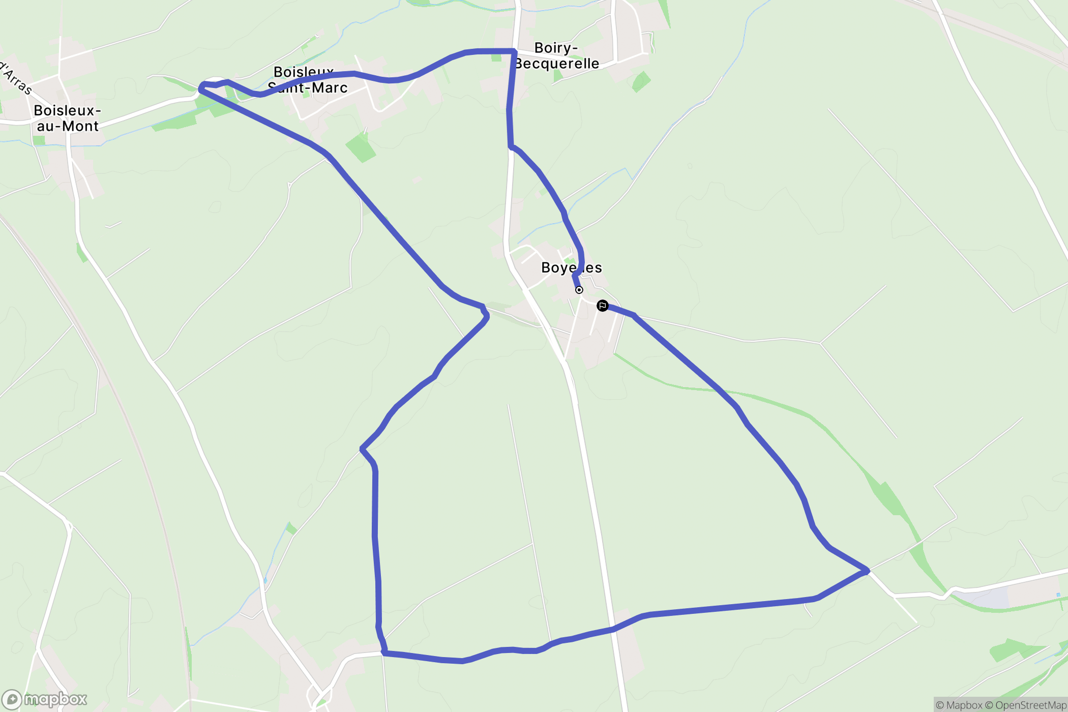 Boyelles : carte du parcours de randonnée - France