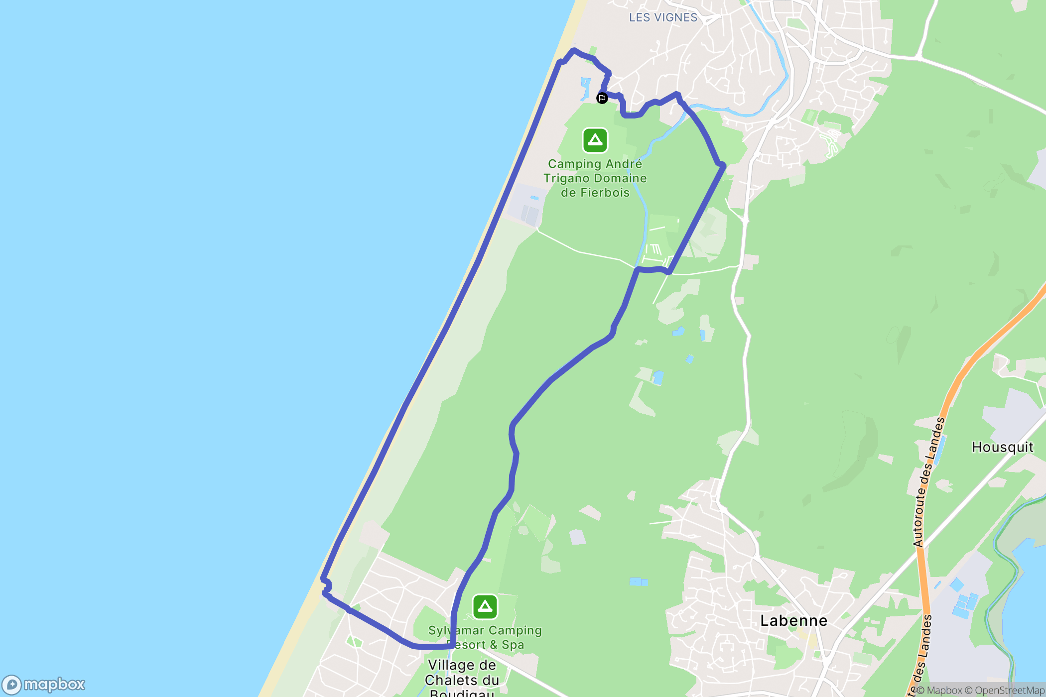 Capbreton : carte du parcours de randonnée - France