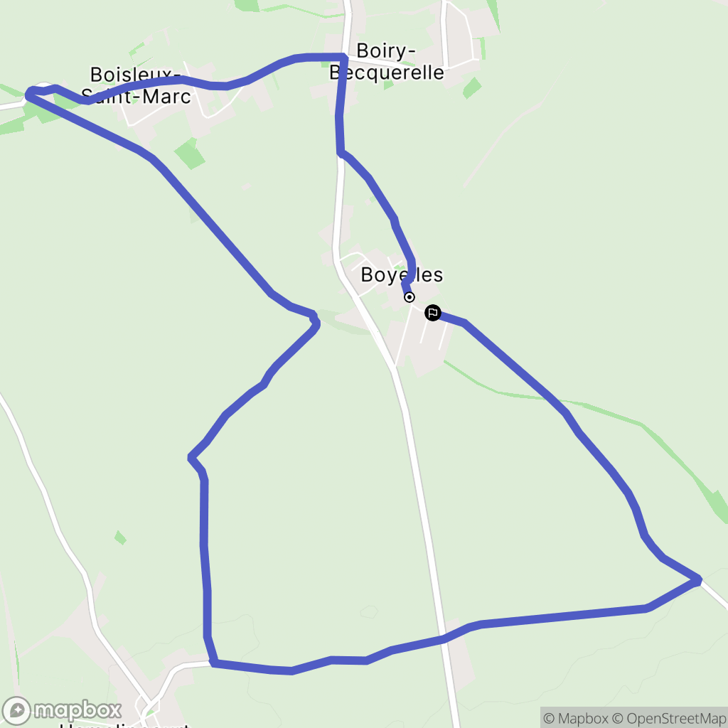 Boyelles : carte du parcours de randonnée - France