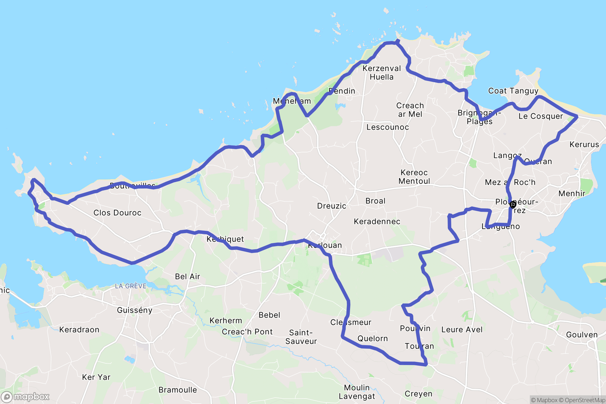 Plounéour-Brignogan-plages : carte du parcours de randonnée - France