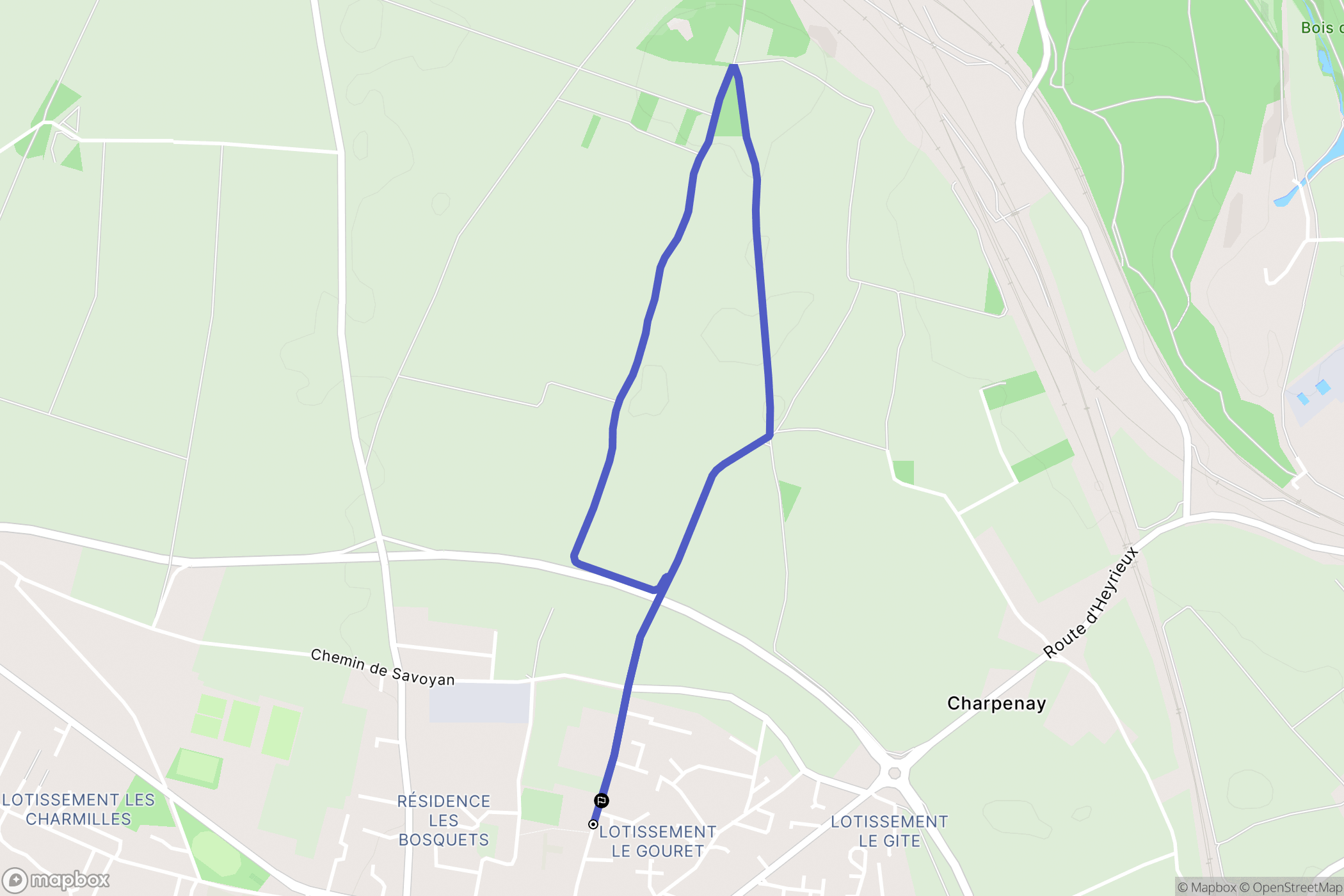 Heyrieux : carte du parcours de randonnée - France