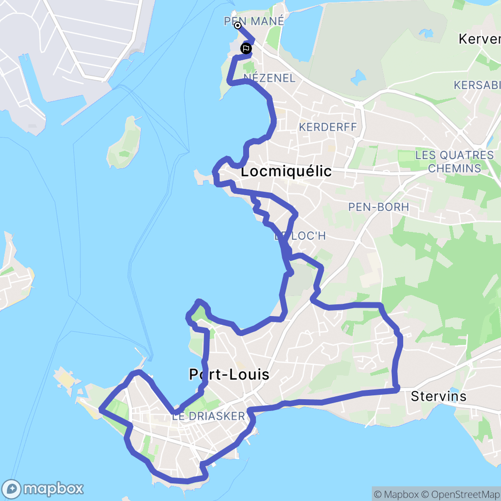 Locmiquélic : carte du parcours de randonnée - France