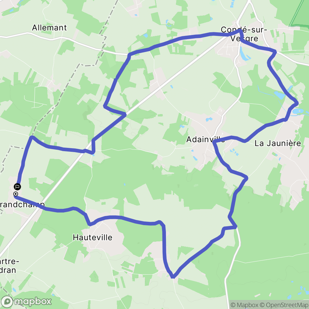 Grandchamp : carte du parcours de randonnée - France