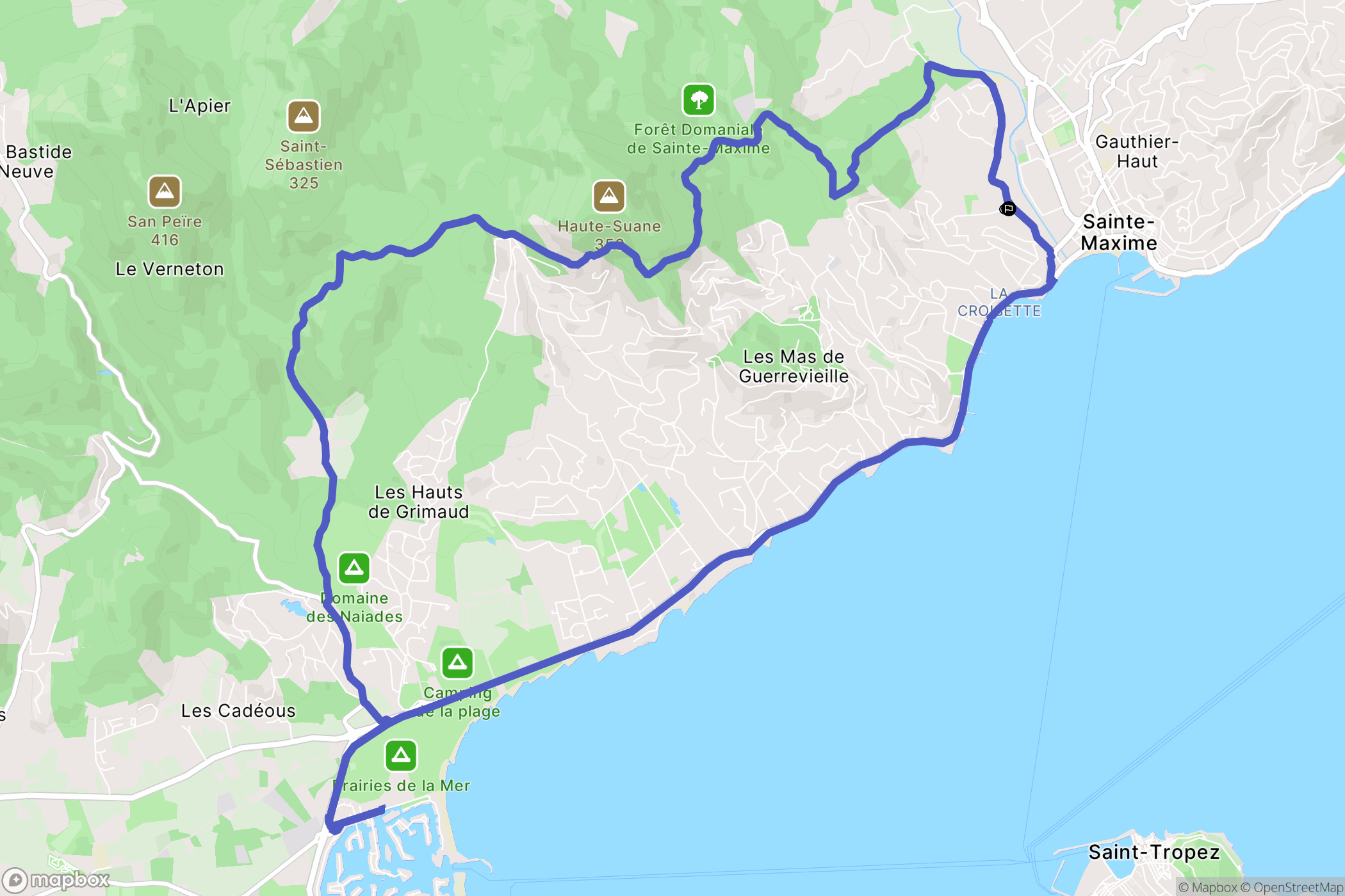 Sainte-Maxime : carte du parcours de randonnée - France
