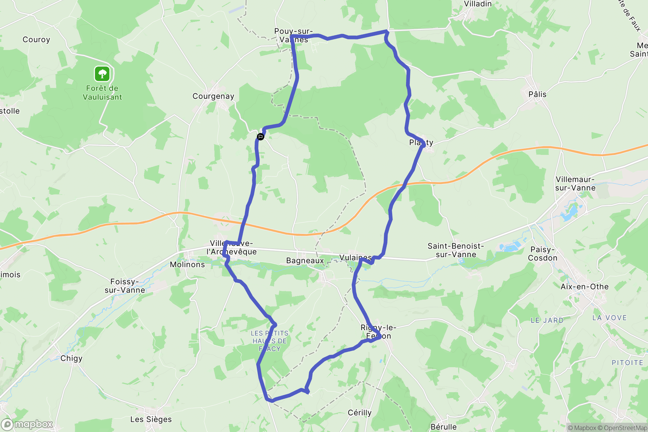 Bagneaux : carte du parcours de randonnée - France