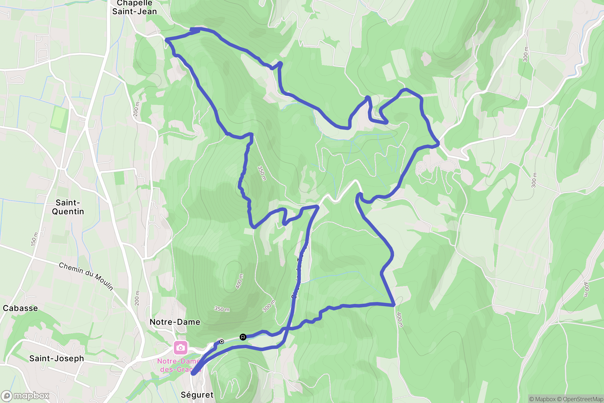 Seguret : carte du parcours de randonnée - France