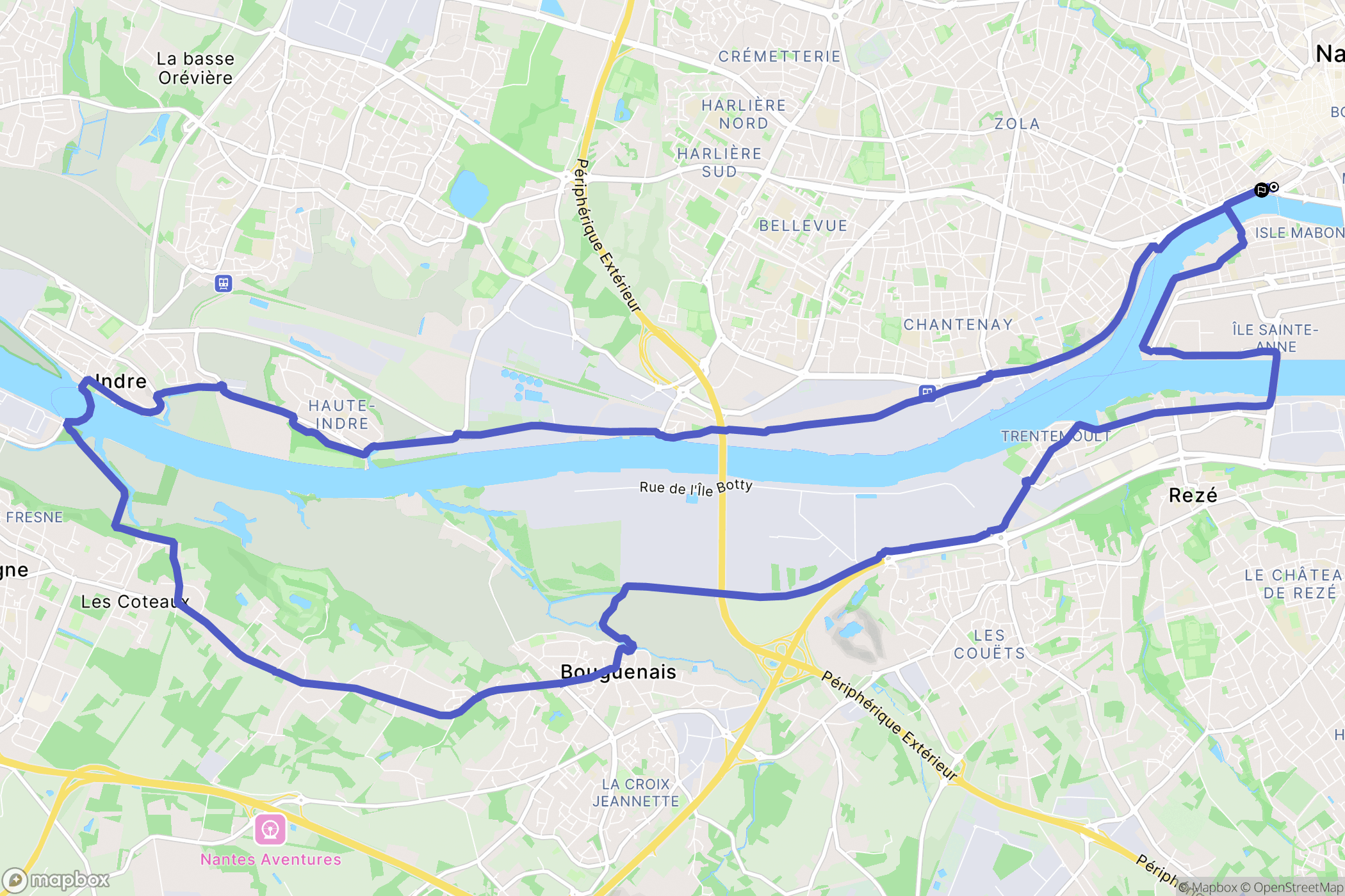 Nantes : carte du parcours de randonnée - France