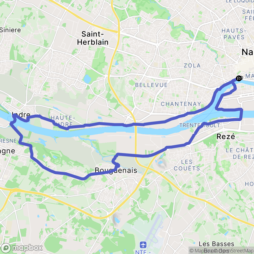 Nantes : carte du parcours de randonnée - France