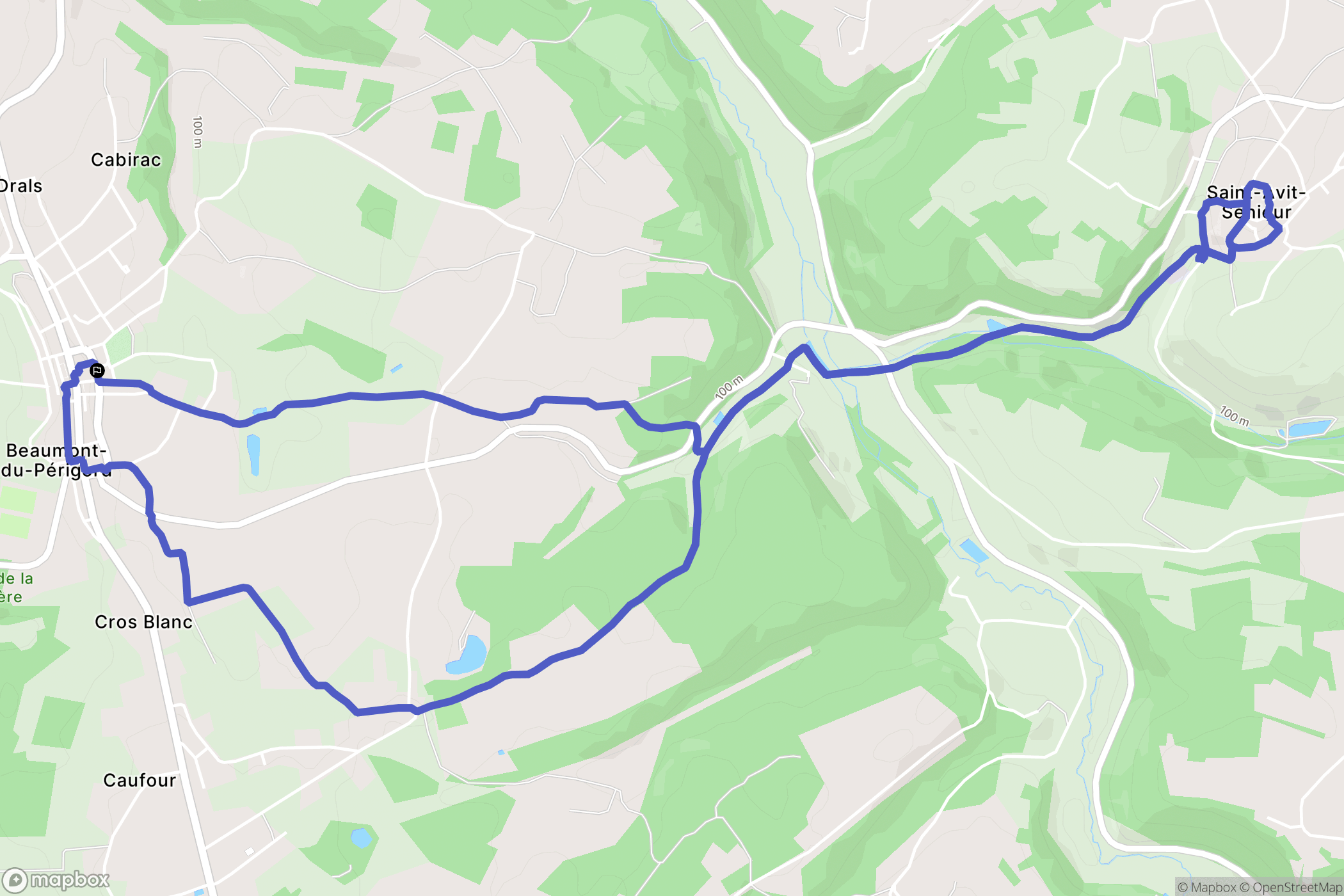 Beaumontois-en-Périgord : carte du parcours de randonnée - France