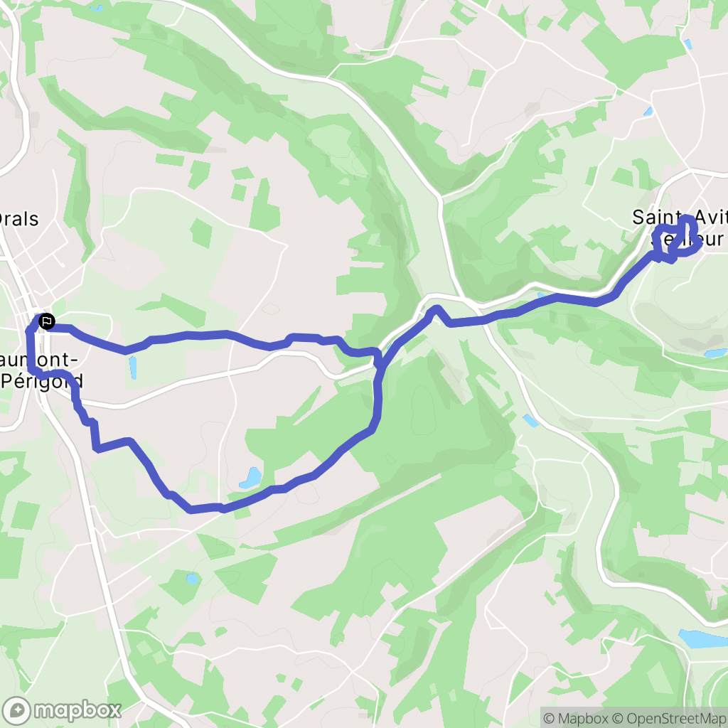Beaumontois-en-Périgord : carte du parcours de randonnée - France