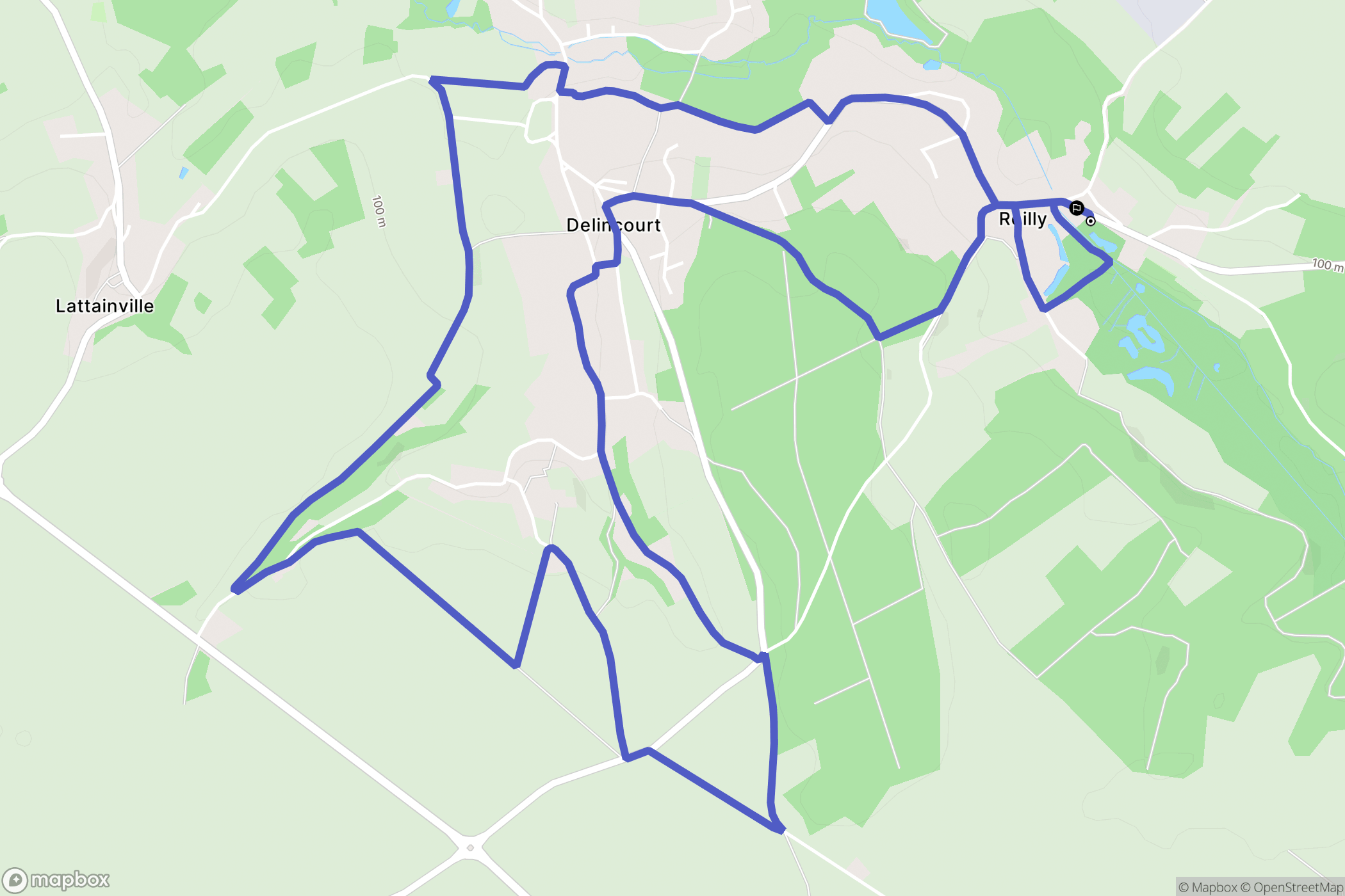 Reilly : carte du parcours de randonnée - France