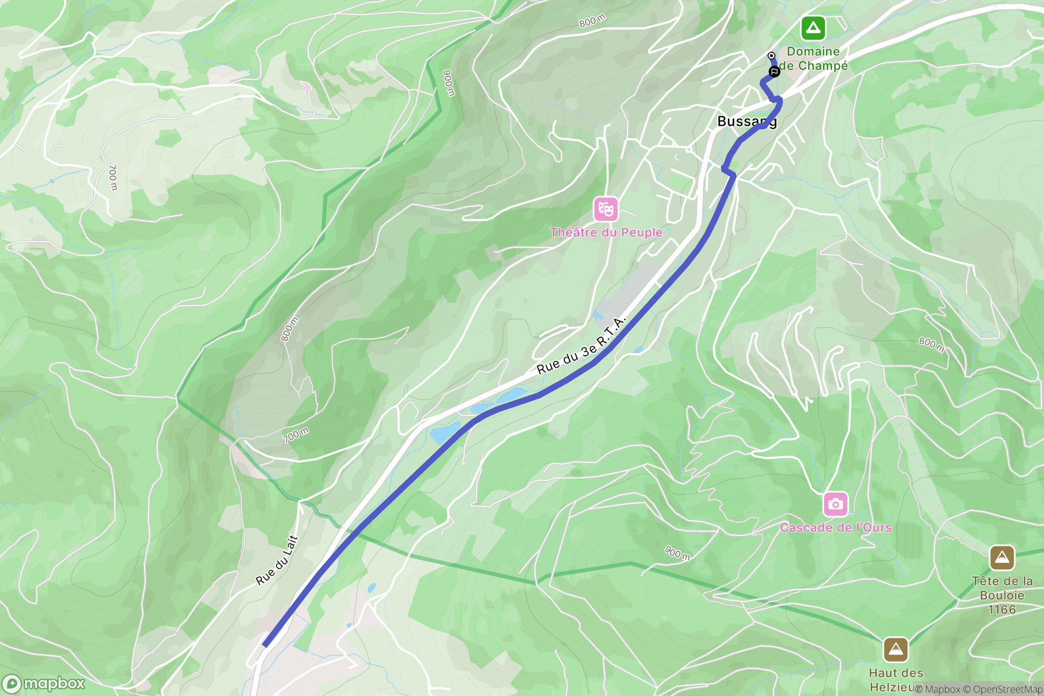 Bussang : carte du parcours de randonnée - France