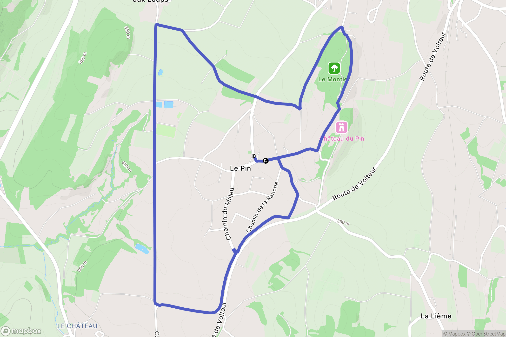 Le Pin : carte du parcours de randonnée - France