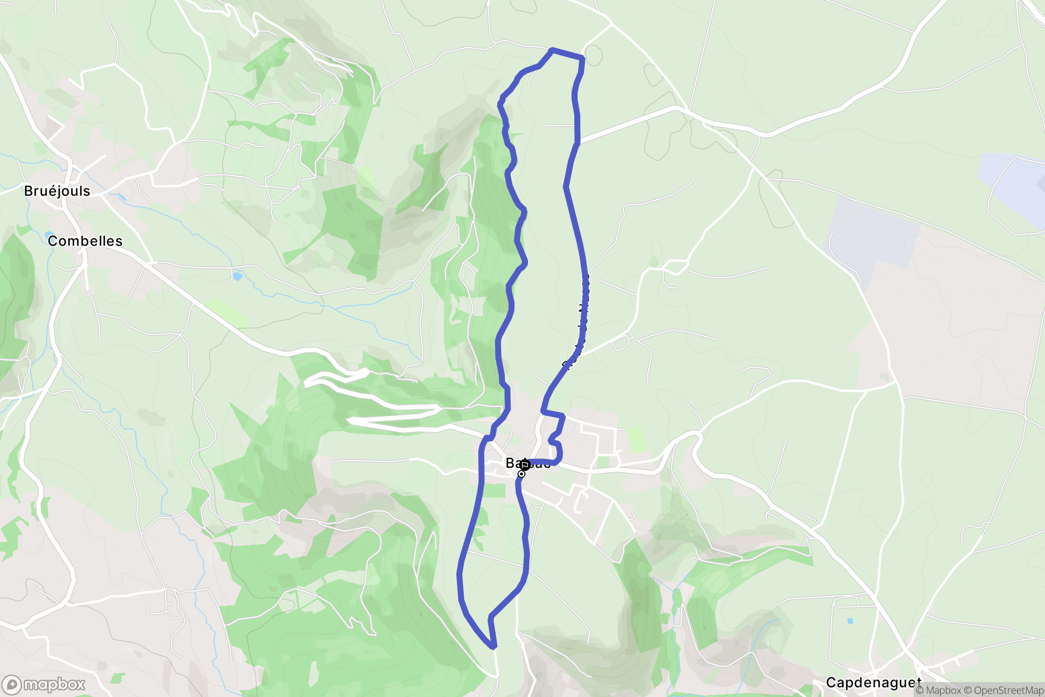 Druelle Balsac : carte du parcours de randonnée - France