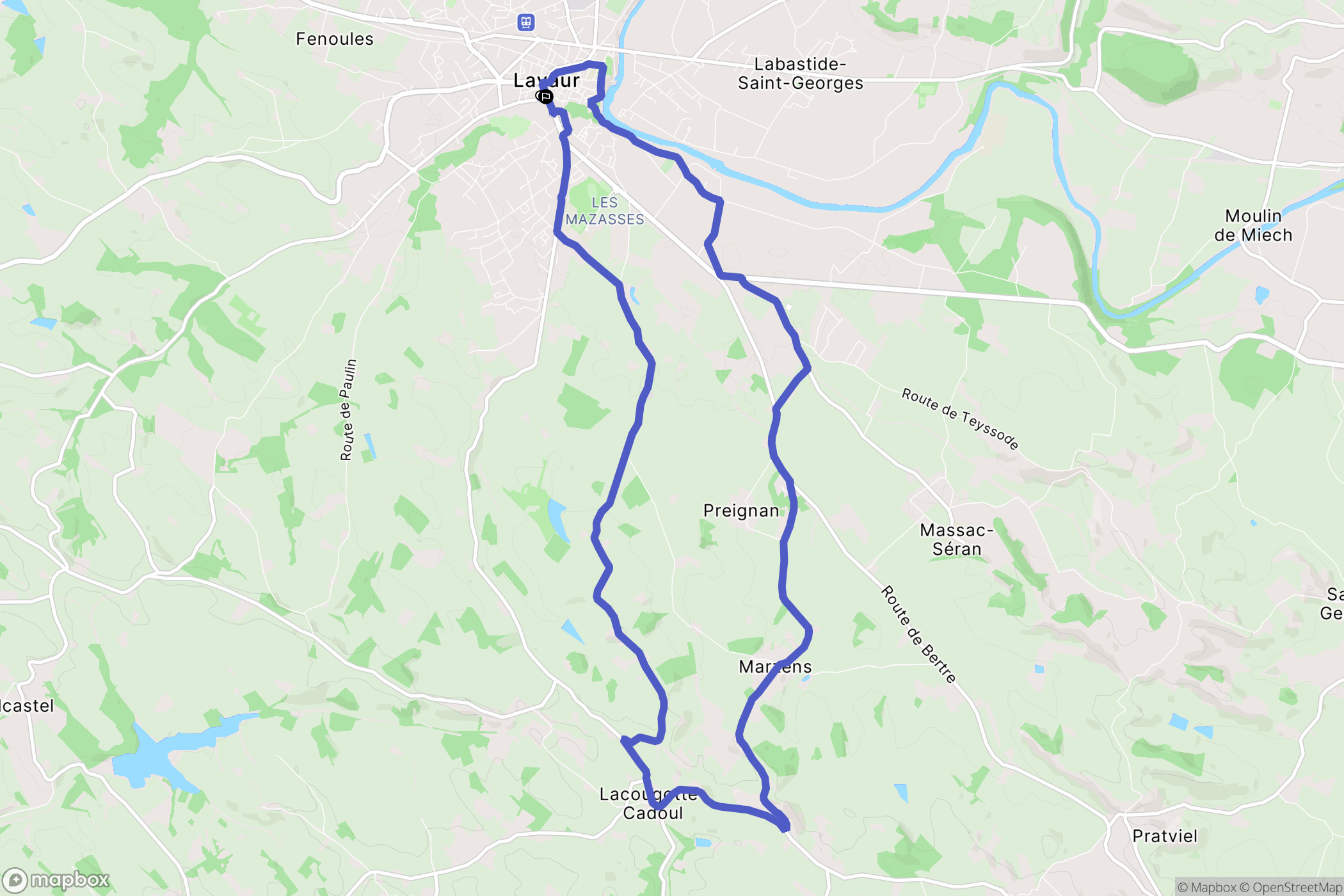 Lavaur : carte du parcours de randonnée - France