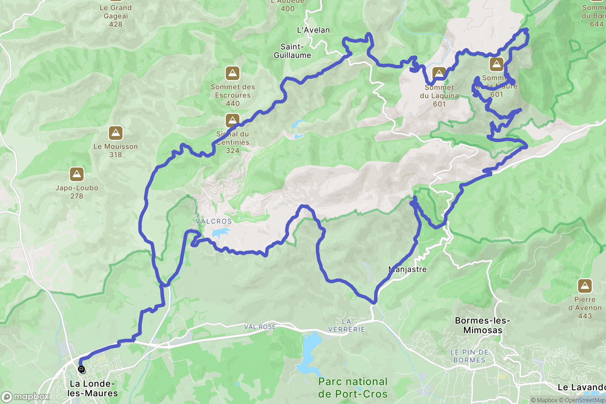 La Londe-les-Maures : carte du parcours de randonnée - France