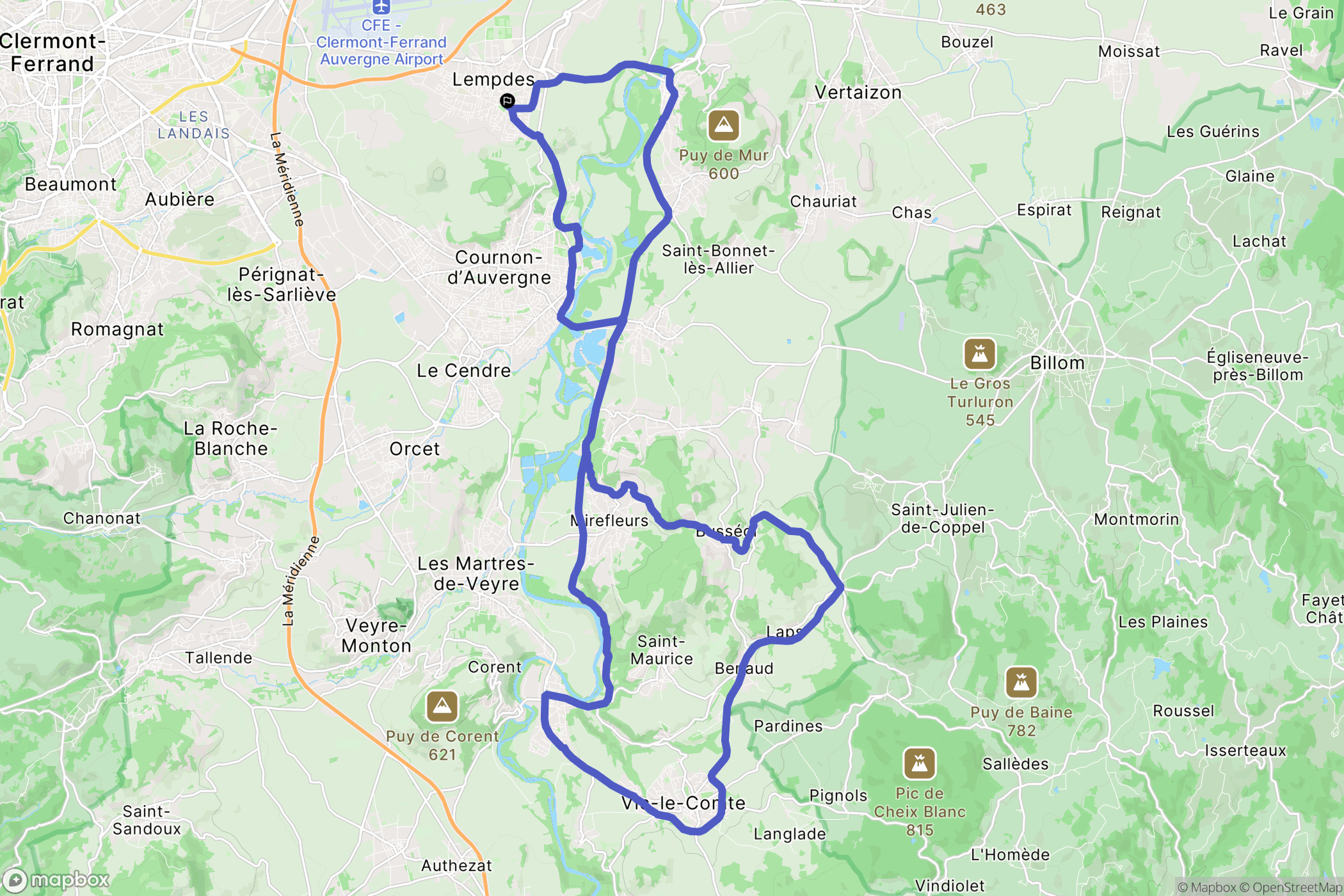 Lempdes : carte du parcours de randonnée - France