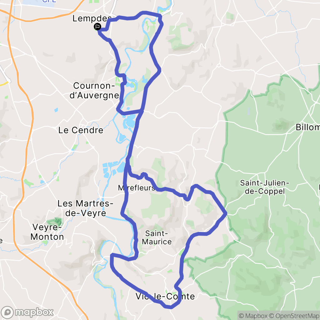 Lempdes : carte du parcours de randonnée - France