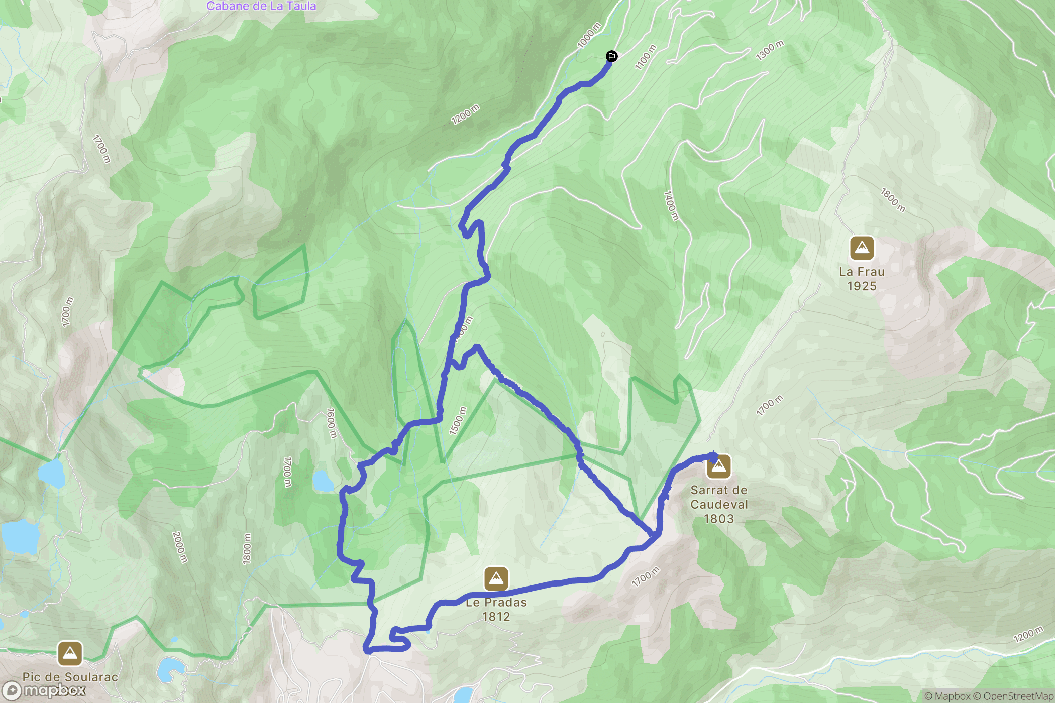 Montségur : carte du parcours de randonnée - France