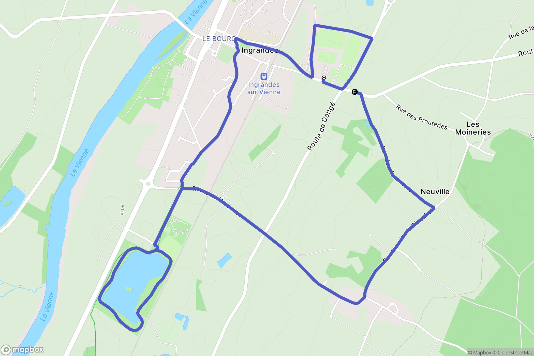 Ingrandes : carte du parcours de randonnée - France