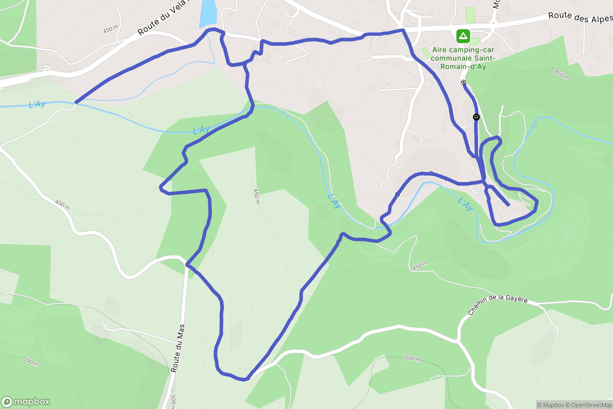 Saint-Romain-d'Ay : carte du parcours de randonnée - France