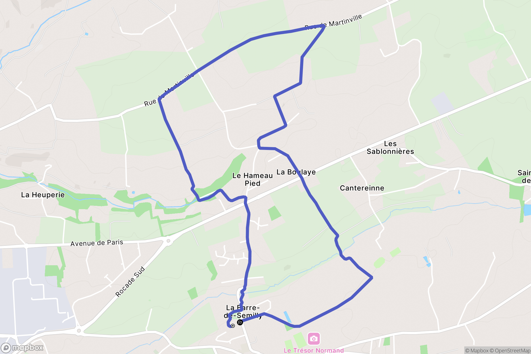 La Barre-de-Semilly : carte du parcours de randonnée - France