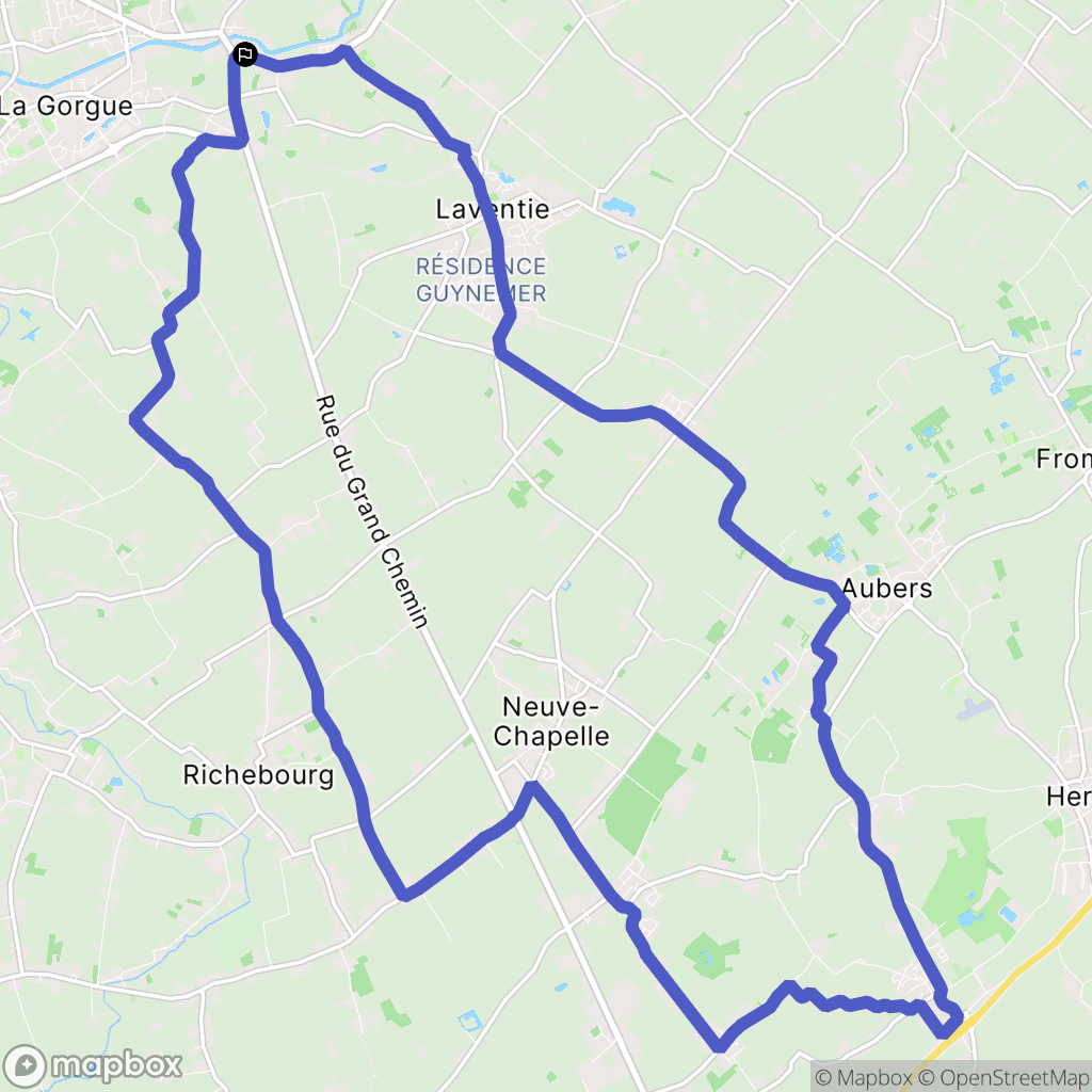 La Gorgue : carte du parcours de randonnée - France